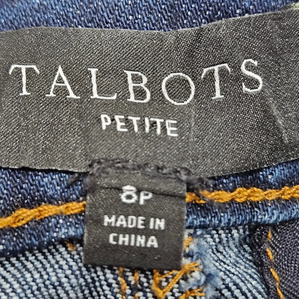 Talbots Denim Skirt Women 8P Dark Wash Button Fly Mini A-Line CN5010 - Picture 3 of 6